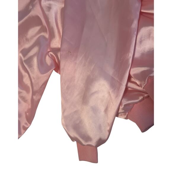 Vintage Pink Satin Bomber Jacket XL America’s Finest Made USA Snap Front - Picture 7 of 8